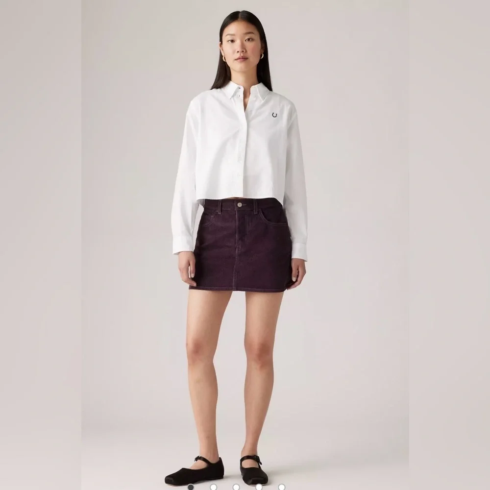 Levi’s Plum Color Mid Rise Corduroy Icon Skirt - Size 24 - NWT - Picture 1 of 7
